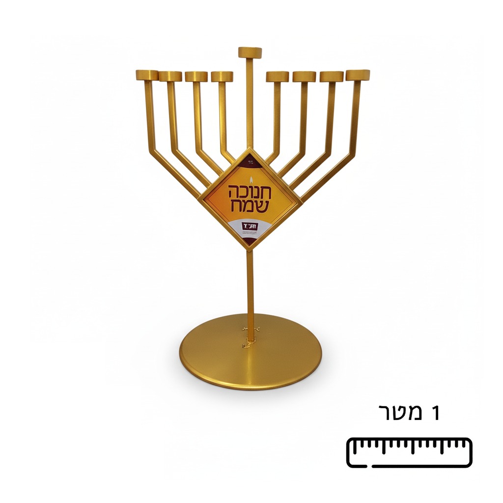חנוכייה מוזהבת בגובה מטר+ לעסקים